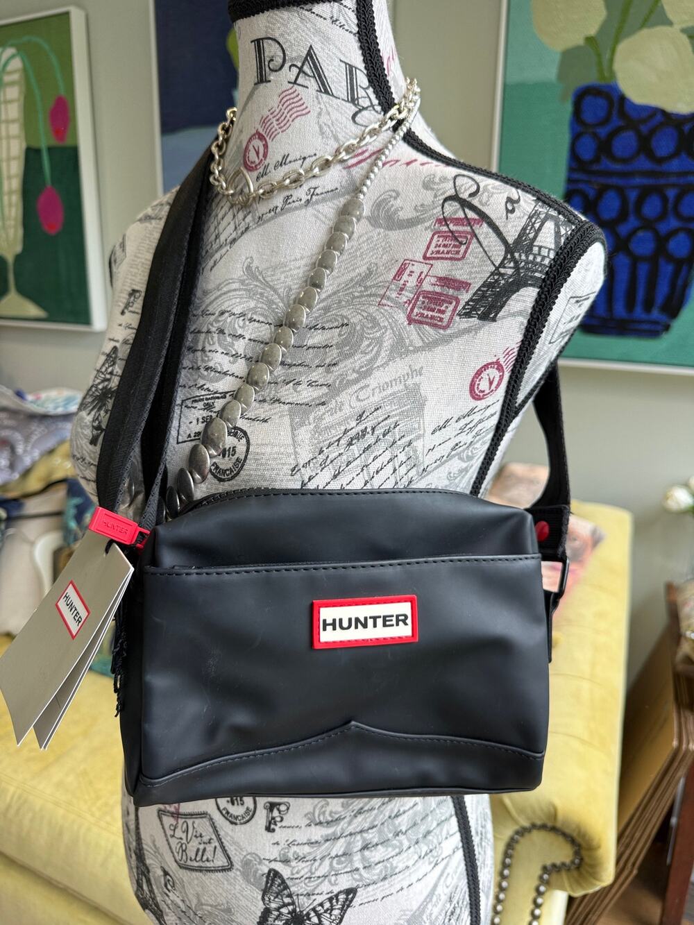 Hunter Black Crossbody Travel Bag EUC